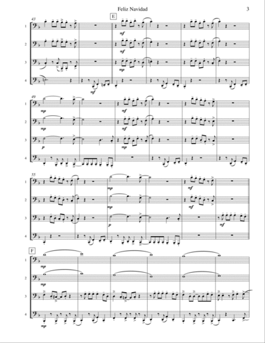 Feliz Navidad Brass Quartet scores gallery preview page 3