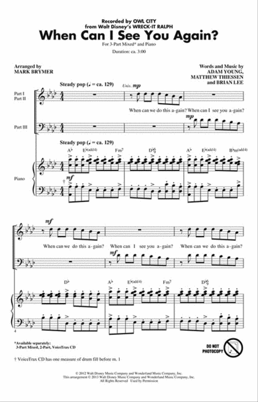 When Can I See You Again? 3-Part scores gallery preview page 2