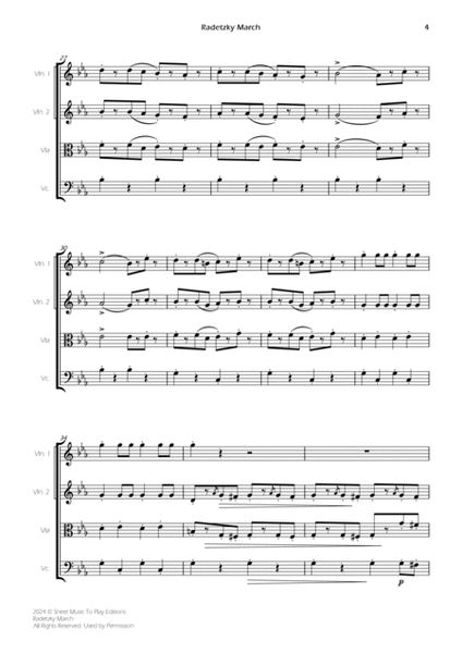 Radetzky March - String Quartet (Full Score) - Score Only image number null