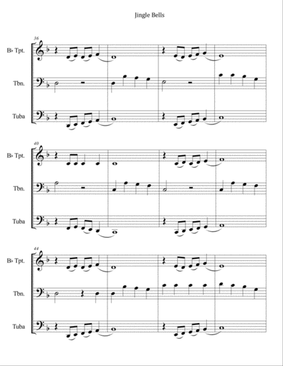 Jingle Bells for Brass Trio (Trumpet, Trombone, Tuba) Brass Trio scores gallery preview page 4