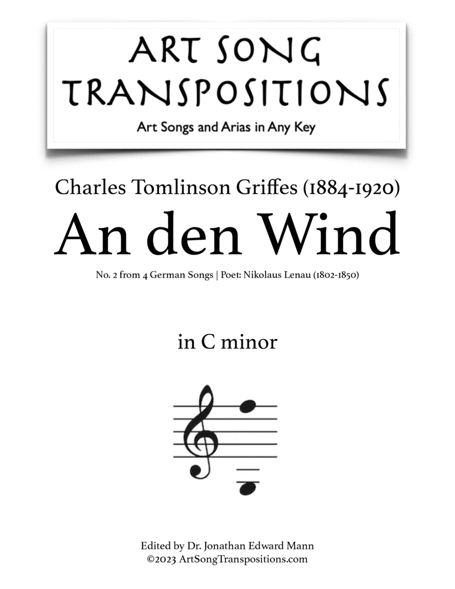 GRIFFES: An den Wind (transposed to C minor) Voice scores gallery preview page 1