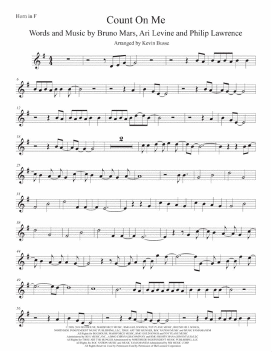 Count On Me Count On Me Horn Solo scores gallery preview page 1