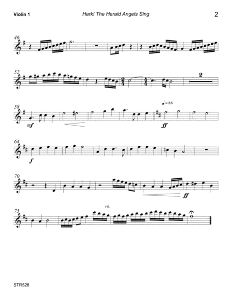HARK THE HERALD ANGELS SING - unaccompanied STRING QUARTET A Cappella scores gallery preview page 6