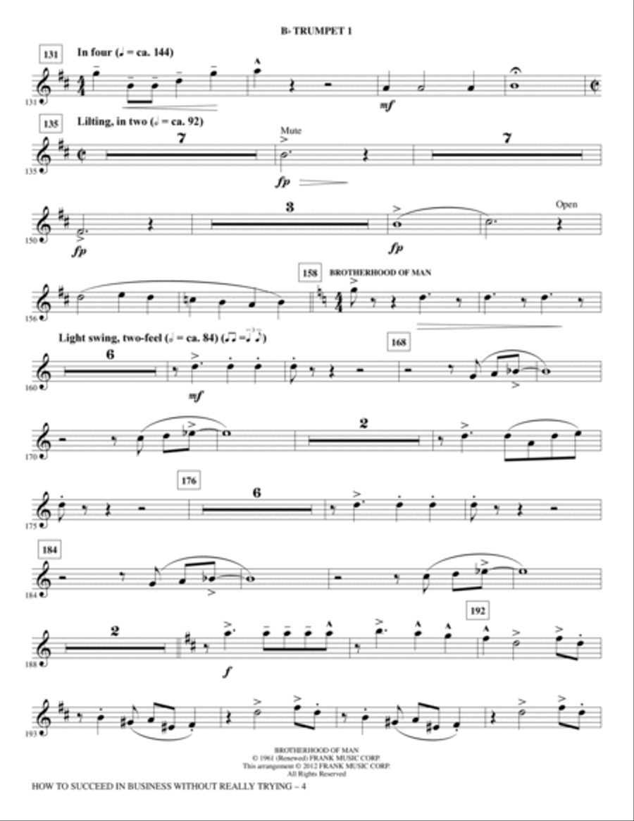 How to Succeed In Business Without Really Trying (Medley) - Bb Trumpet 1 Choir scores gallery preview page 4