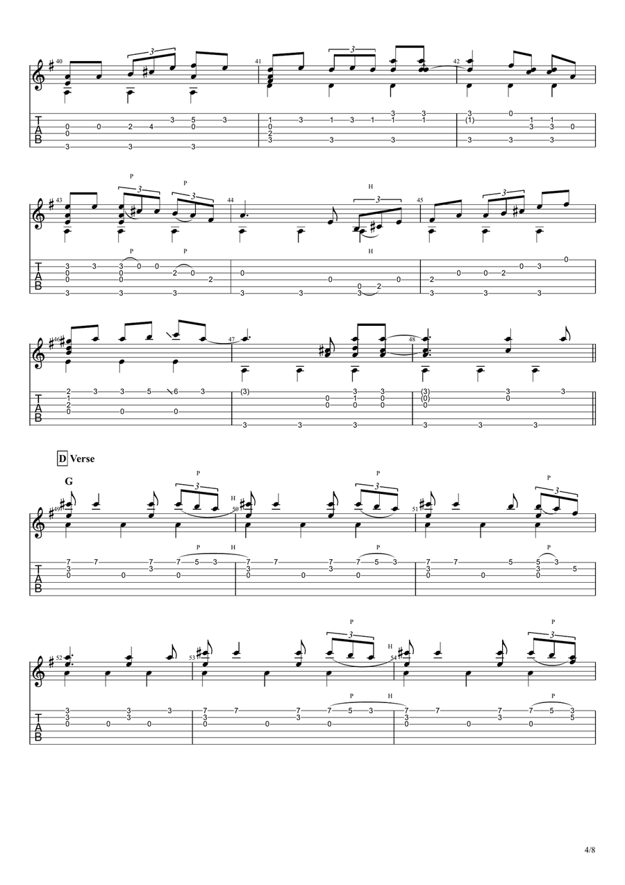 I'm So Lonesome I Could Cry Guitar Tablature scores gallery preview page 4
