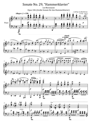 Beethoven - Piano Sonata No.29, Op.106, “Hammerklavier” 1st Mov - Original With Fingered