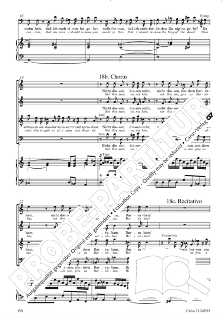St. John Passion (Johannes-Passion) 4-Part scores gallery preview page 67