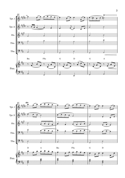 Canon in D for Brass Quintet and Piano with chords image number null