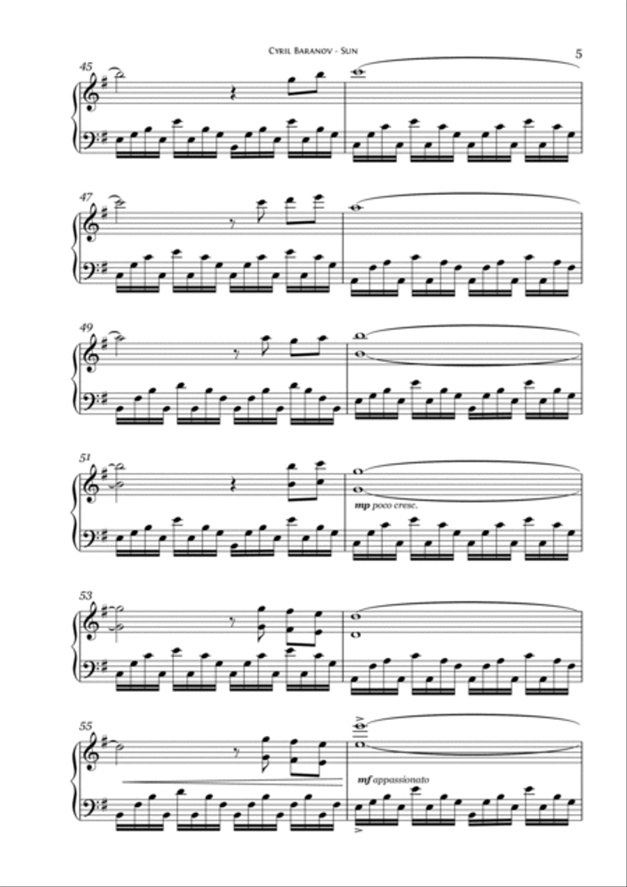 Sun Piano Solo scores gallery preview page 5