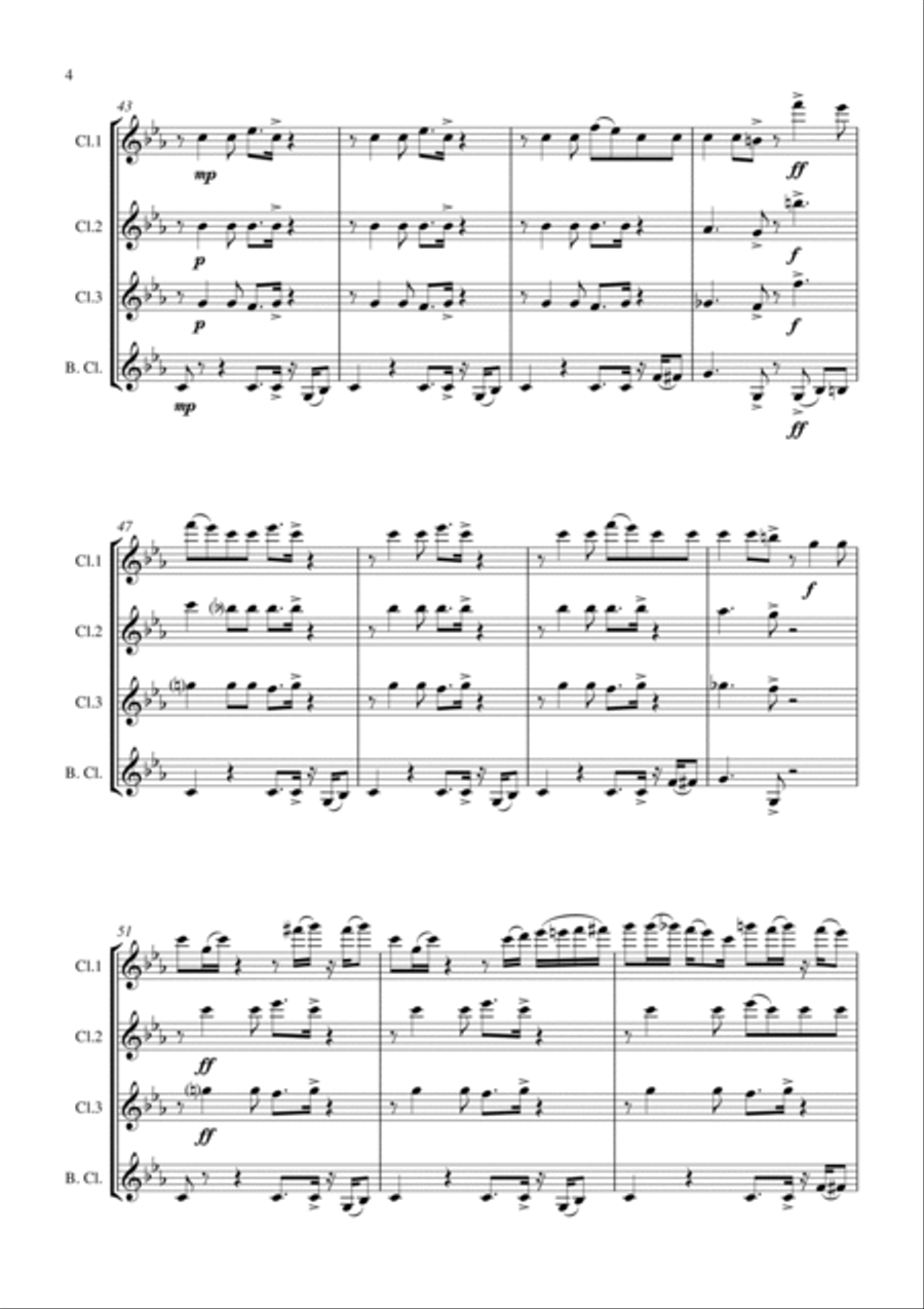 Ev'rybody Wants To Be A Cat Clarinet Quartet scores gallery preview page 4