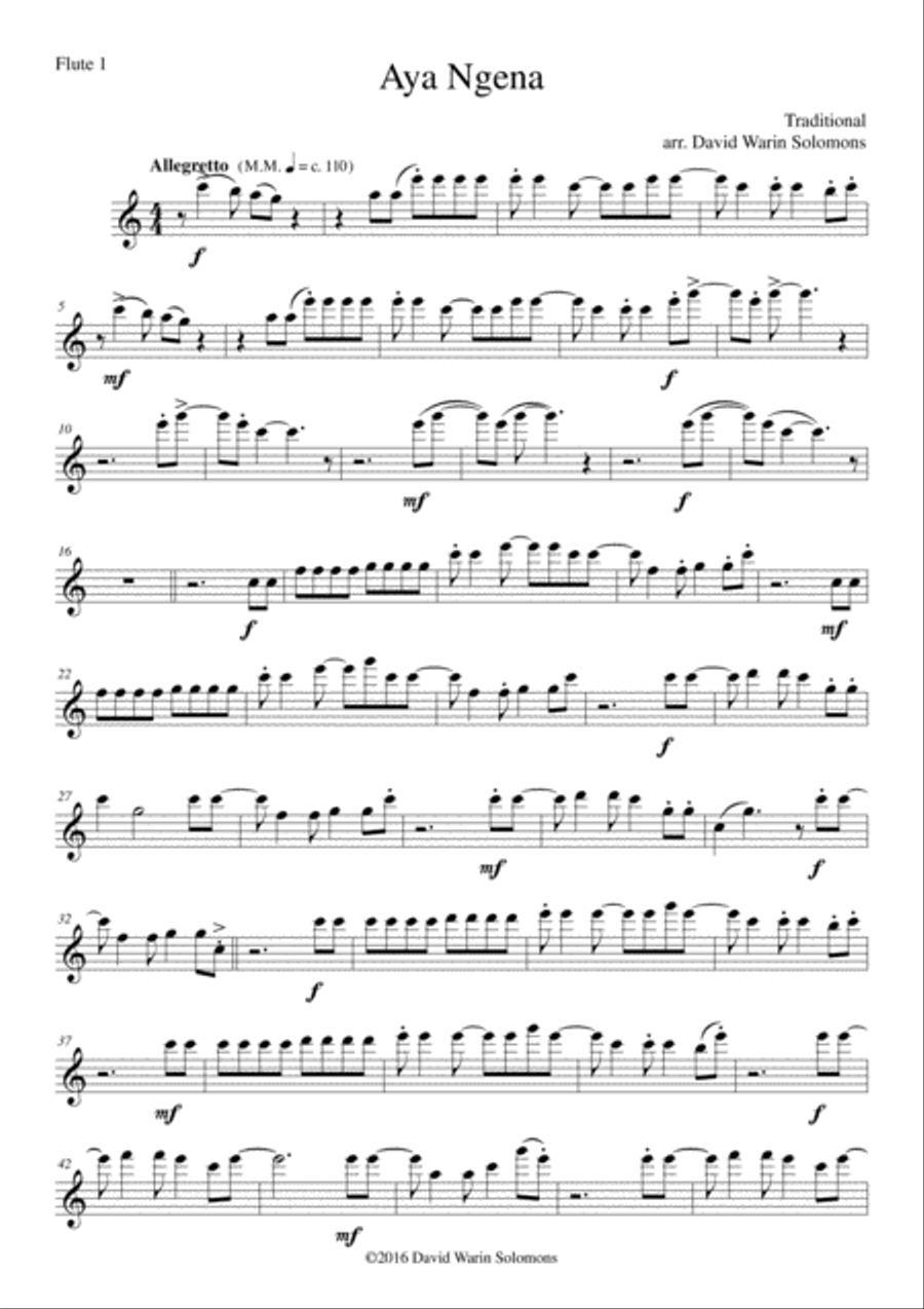 Aya Ngena for flute quintet Aya Ngena for flute quintet Flute scores gallery preview page 6