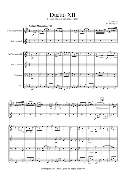 Brass Sextet - G.F. Handel - Duetto XII - I. Tanti strali al sen mi scocchi, II. Ma se l'alma sempre image number null