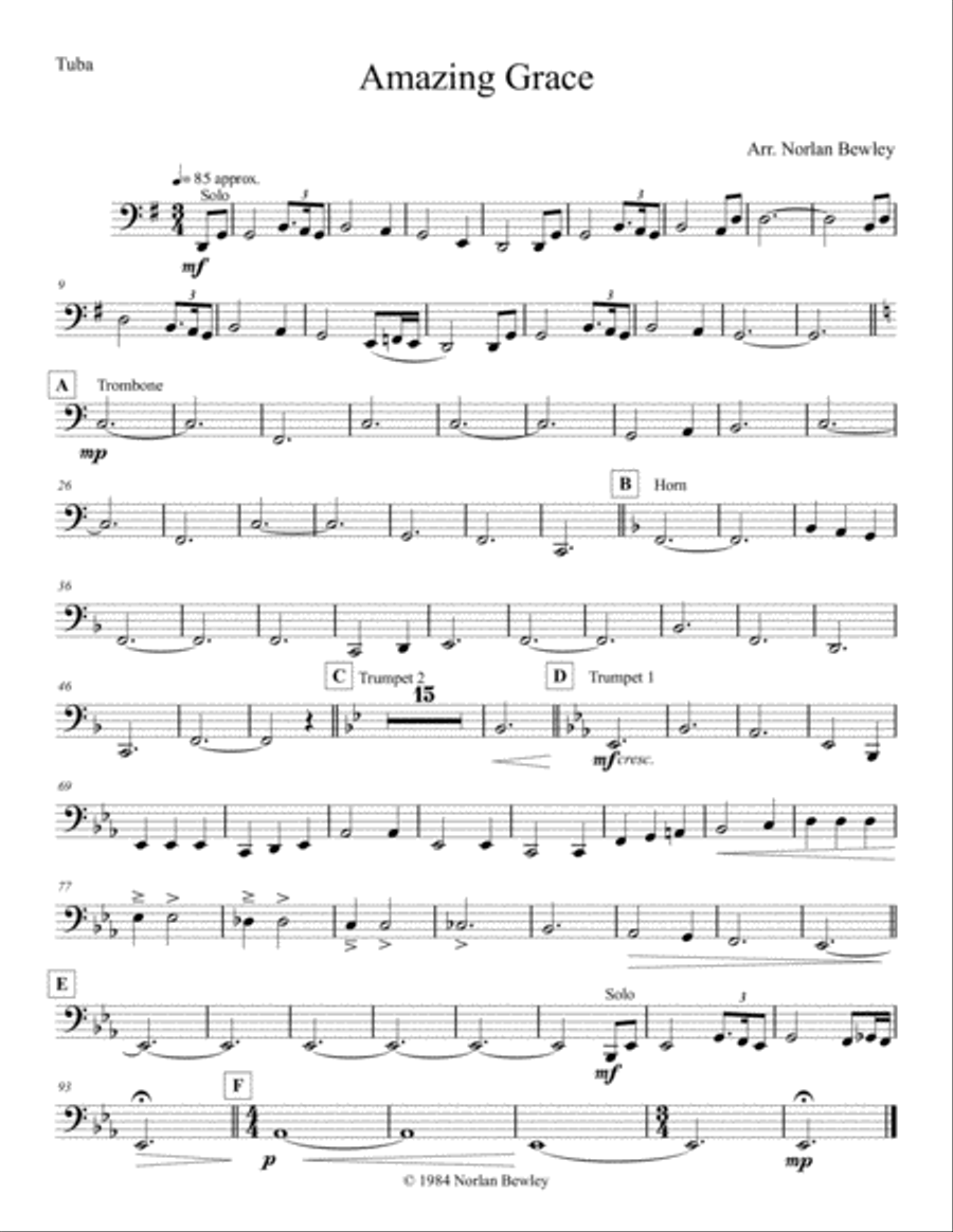 Amazing Grace - Brass Quintet image number null