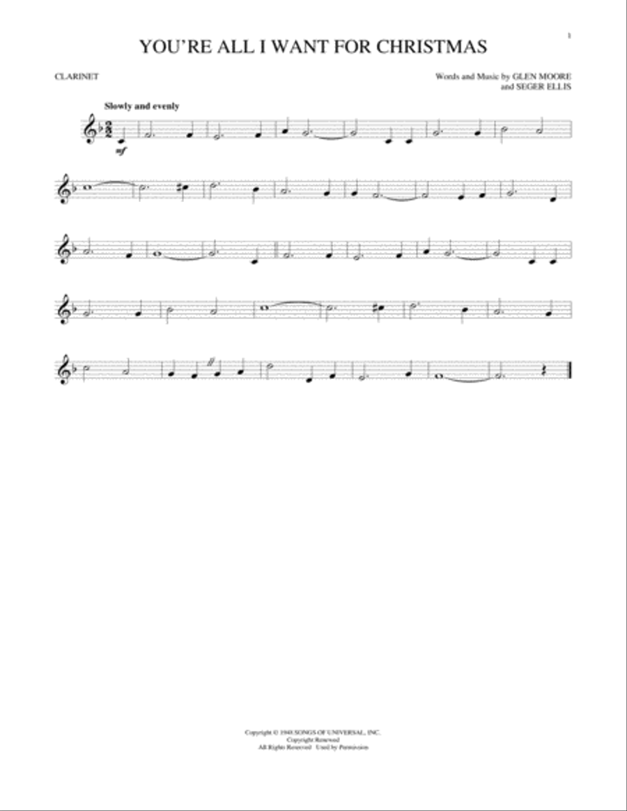 You're All I Want For Christmas Clarinet Solo scores gallery preview page 1