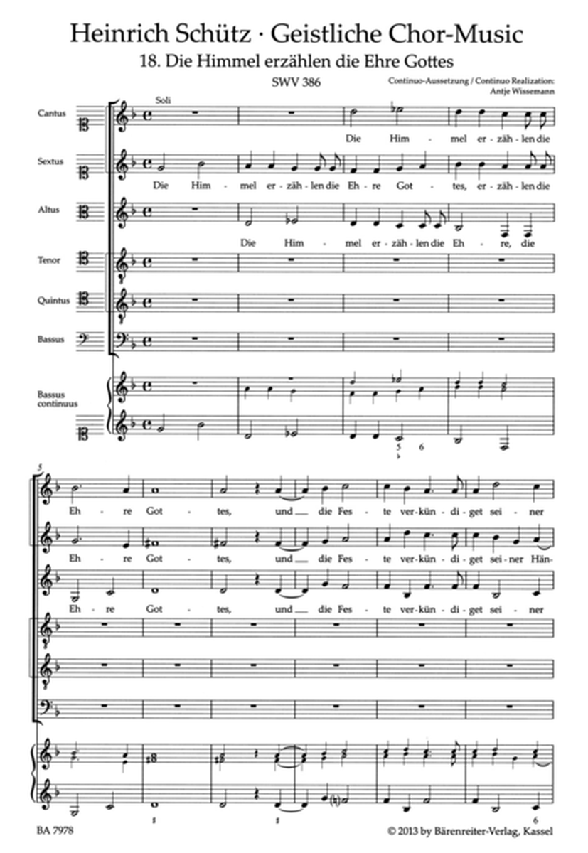 Die Himmel erzahlen die Ehre Gottes SWV 386 (No. 18 from "Geistliche Chor-Music" (1648))
