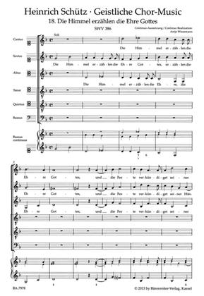 Die Himmel erzahlen die Ehre Gottes SWV 386 (No. 18 from "Geistliche Chor-Music" (1648))