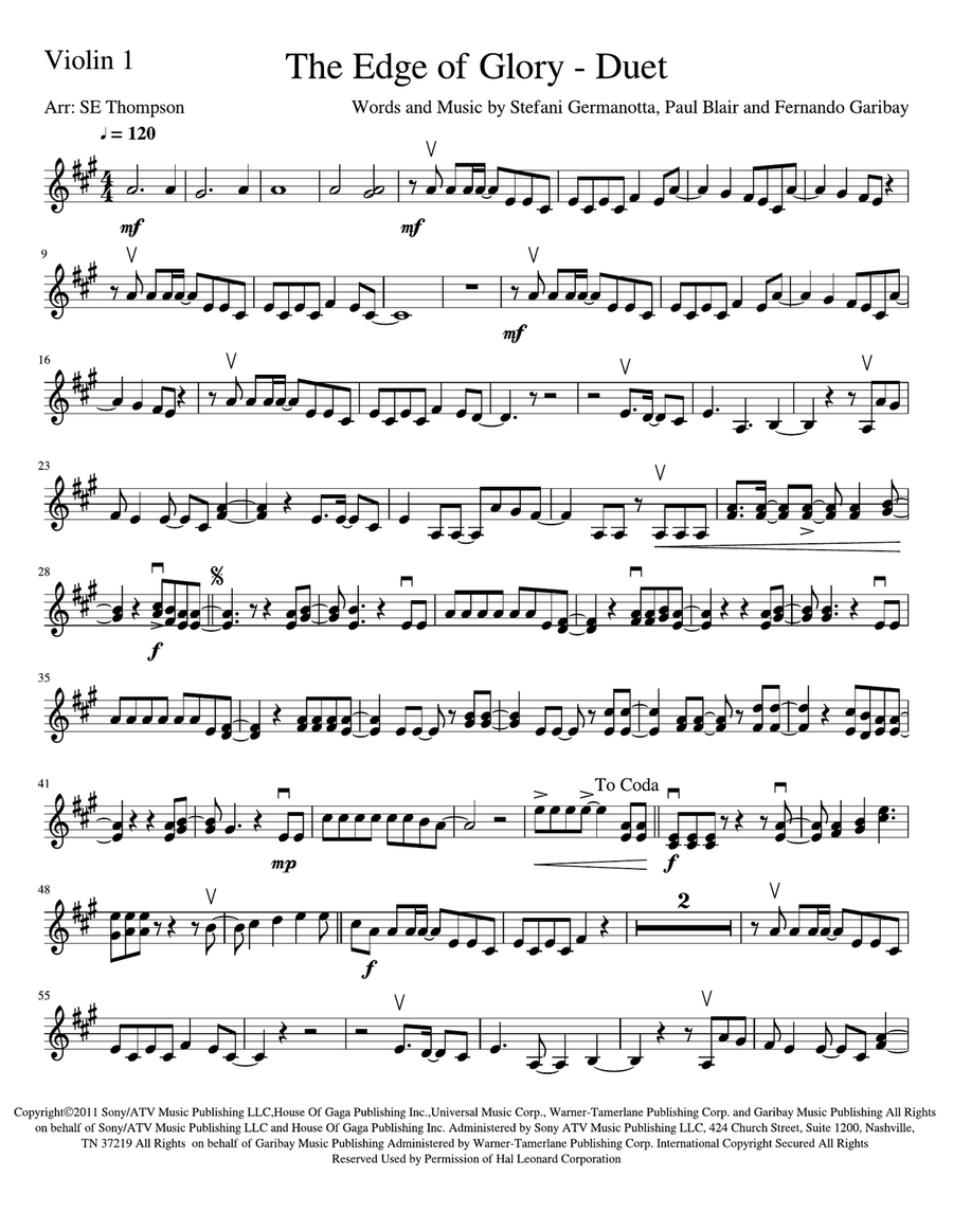The Edge Of Glory String Duet scores gallery preview page 4