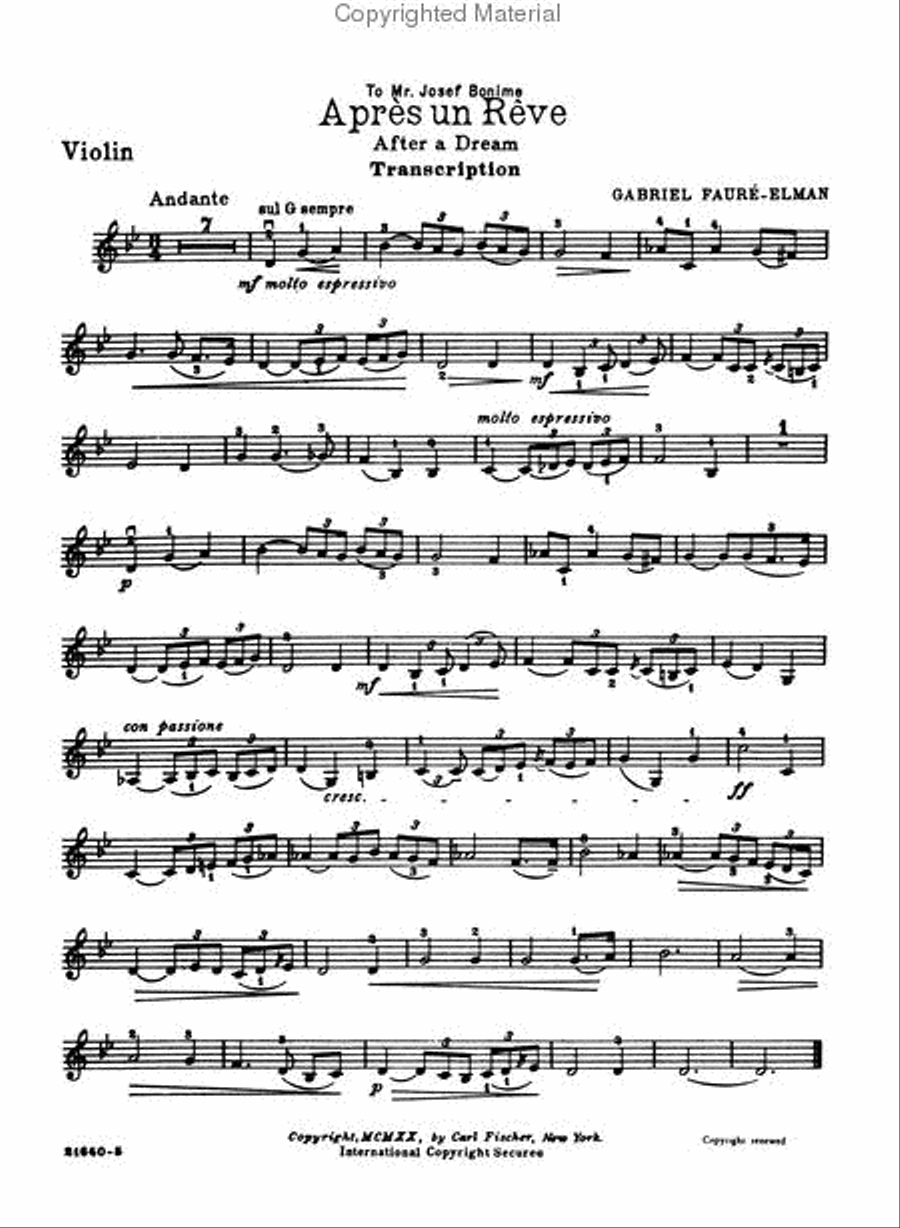 Aprés un Rêve Violin Solo scores gallery preview page 2