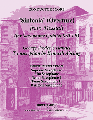 Book cover for Handel - Overture - Sinfonia from Messiah (for Saxophone Quintet SATTB)