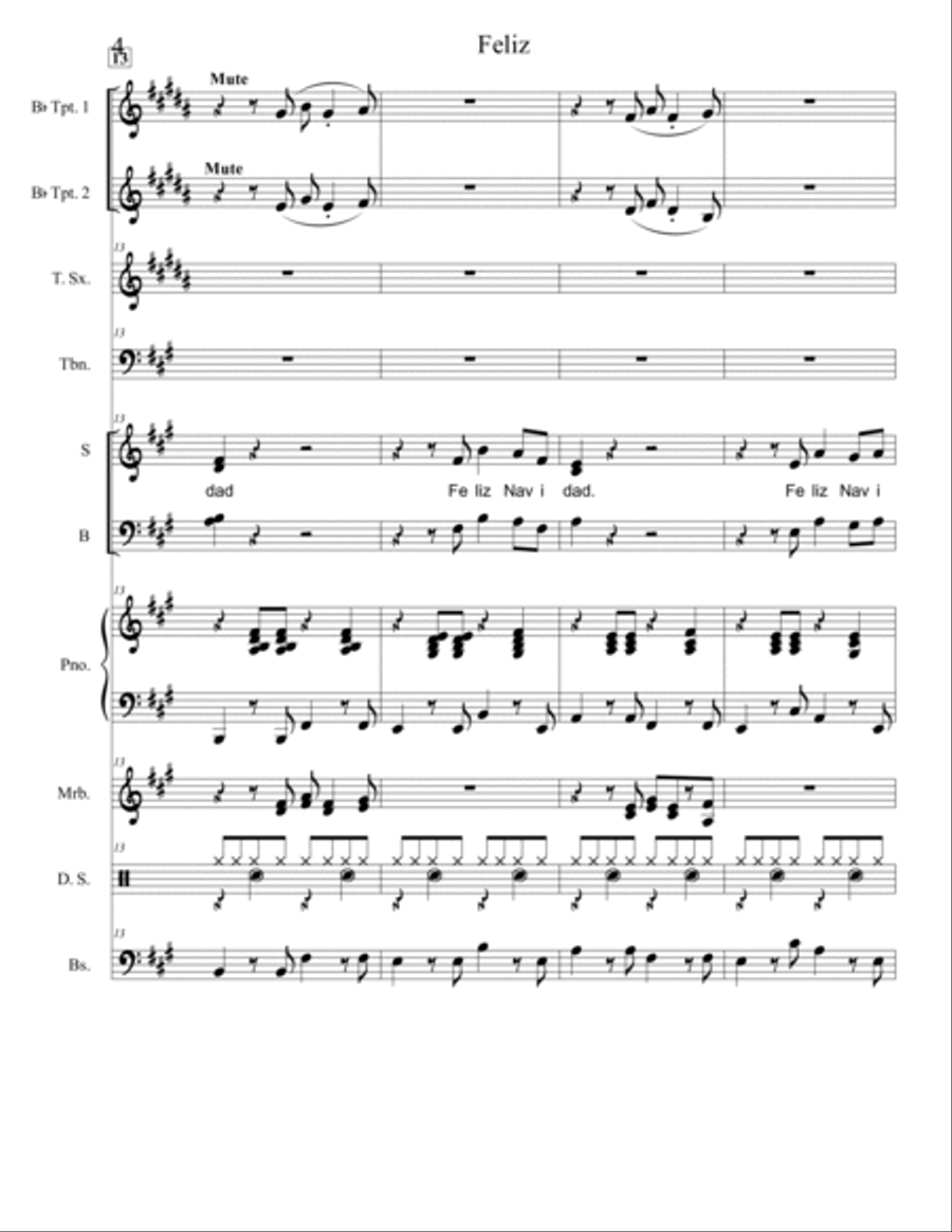 Feliz Navidad Jazz Ensemble scores gallery preview page 4