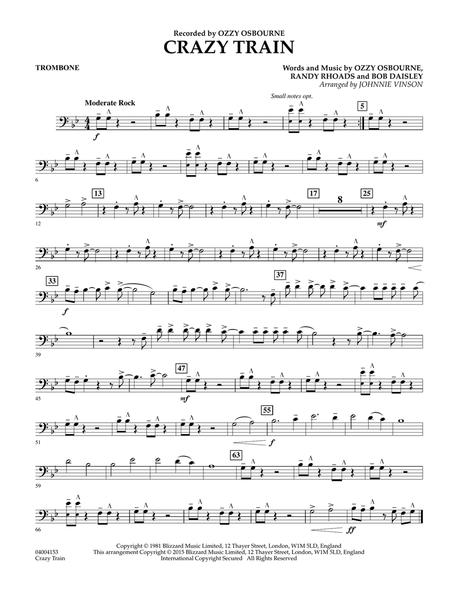 Crazy Train - Trombone Crazy Train - Trombone Concert Band scores gallery preview page 1