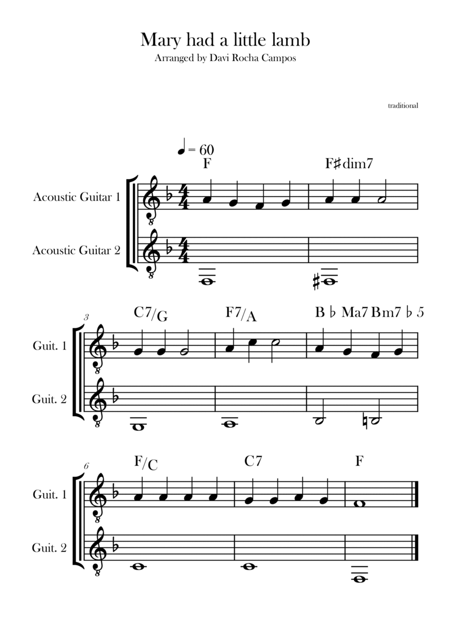 Mary had a little lamb Chamber Music scores gallery preview page 1