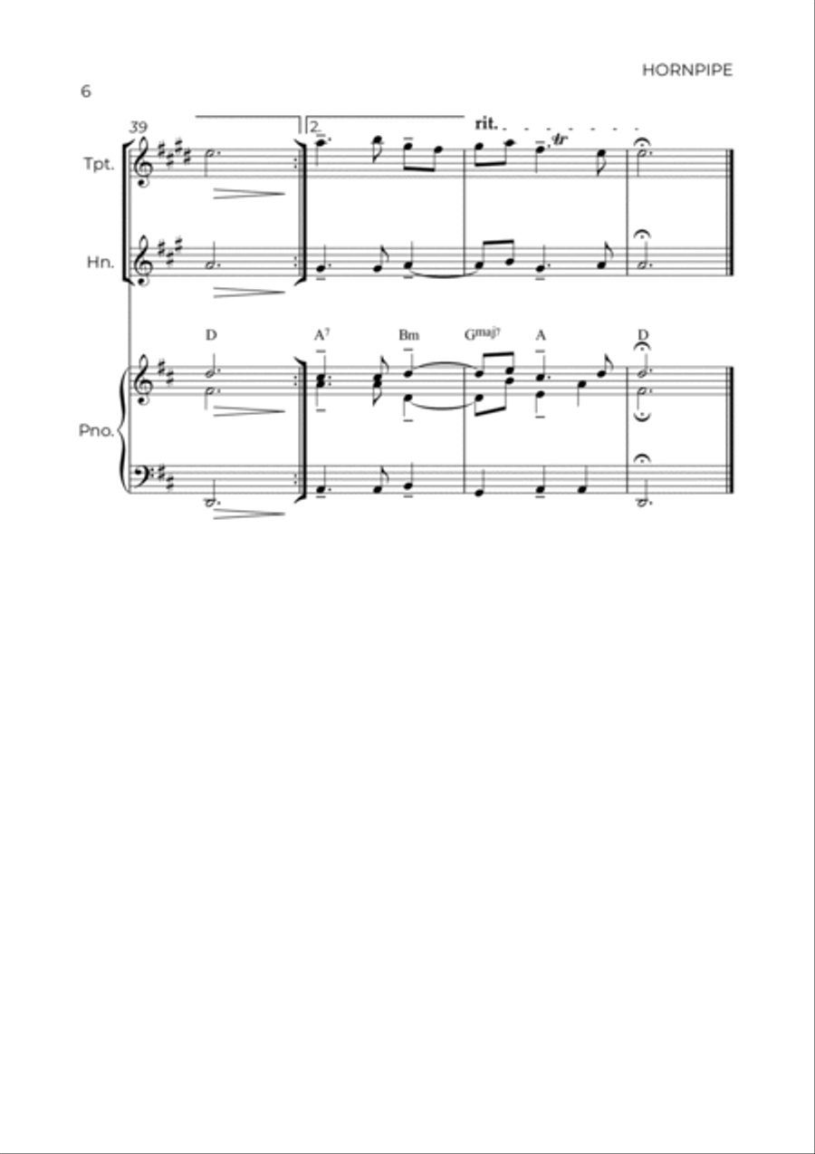 HORNPIPE - HANDEL - BRASS PIANO TRIO (TRUMPET, HORN & PIANO) Brass Duet scores gallery preview page 6