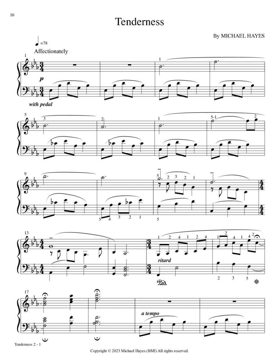 Tenderness - From 24 Short Piano Pieces in All Keys Piano Solo scores gallery preview page 1