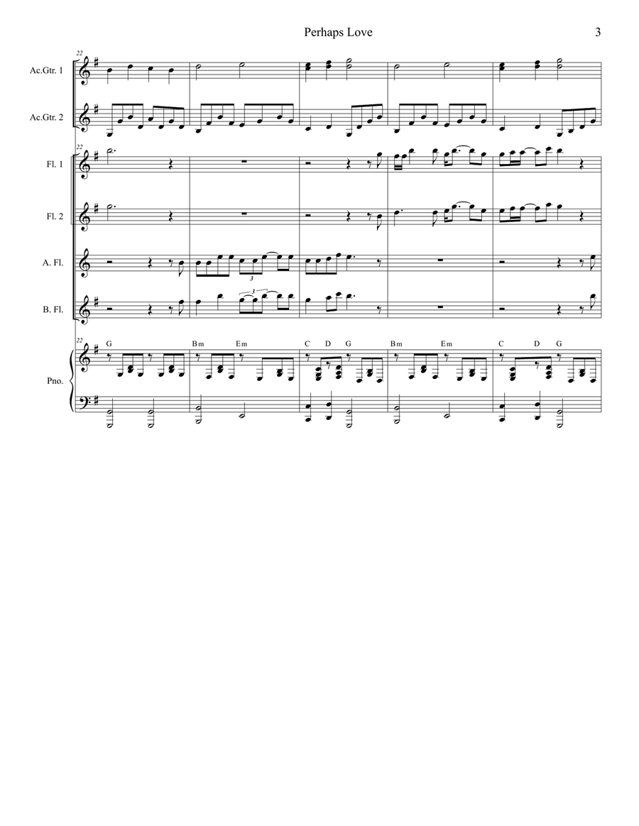 Perhaps Love Perhaps Love Woodwind Ensemble scores gallery preview page 3