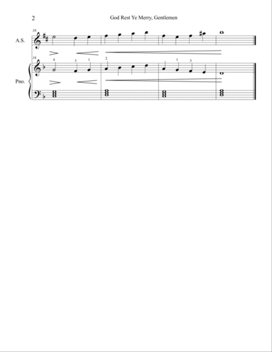 Christmas Duets for Alto Saxophone & Piano: God Rest Ye Merry, Gentlemen Woodwind Duet scores gallery preview page 2