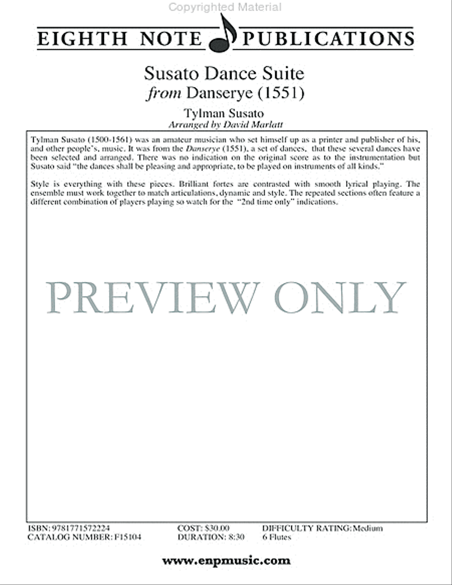 Susato Dance Suite (from Danserye) (1551) Small Ensemble scores gallery preview page 2