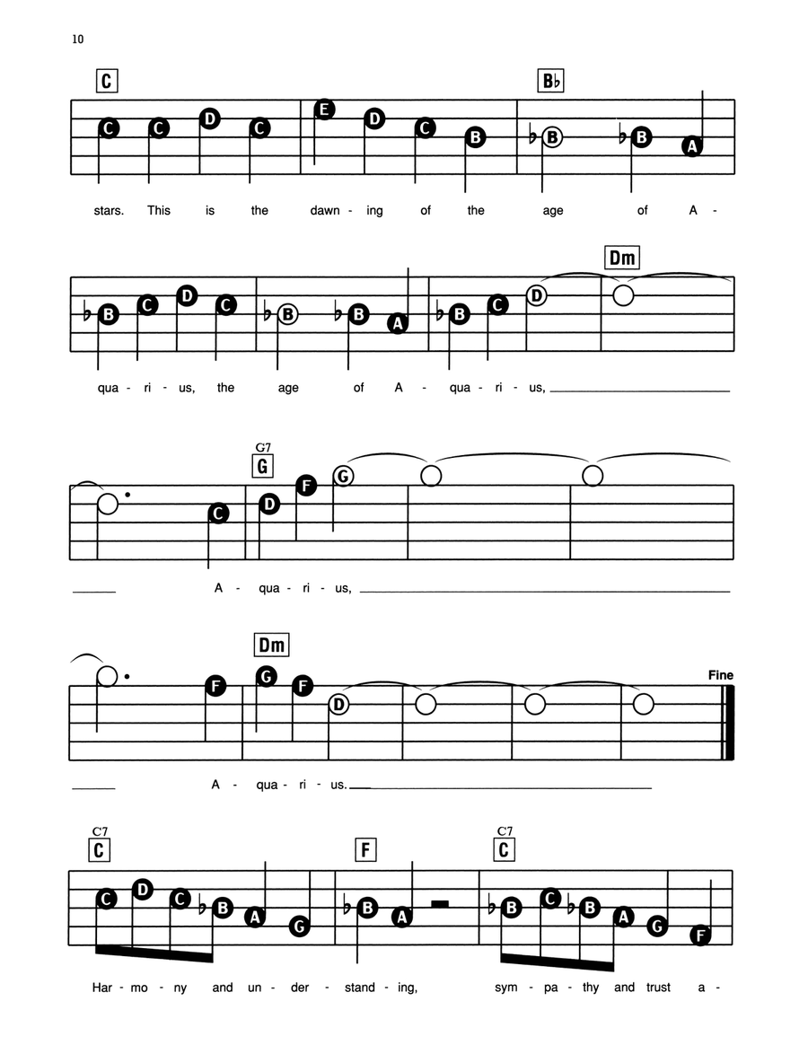 Aquarius (from the musical Hair) Electronic Keyboard scores gallery preview page 2
