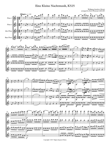 Eine Kleine Nachtmusik, K525 for Flute Quartet/Choir image number null