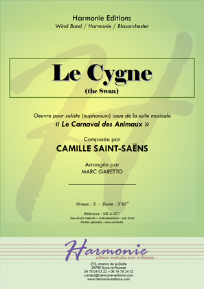 Book cover for Le Cygne (The Swan) - Carnaval des Animaux (carnival of the animals) for Concert Band