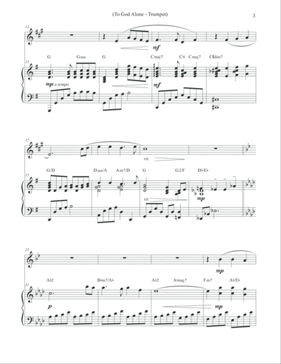 To God Alone (Classic Trumpet Hymn Arrangement) Trumpet Solo scores gallery preview page 3