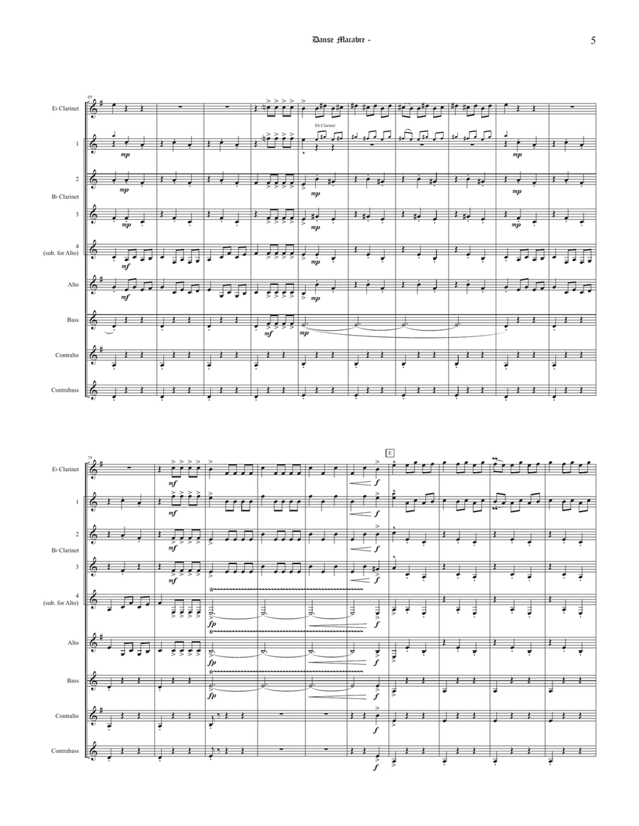 Danse Macabre (for Clarinet Choir) Clarinet Choir scores gallery preview page 5