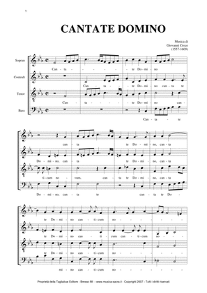 CANTATE DOMINO - G. Croce - For SATB Choir