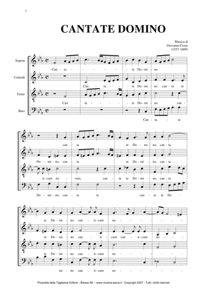 CANTATE DOMINO - G. Croce - For SATB Choir image number null