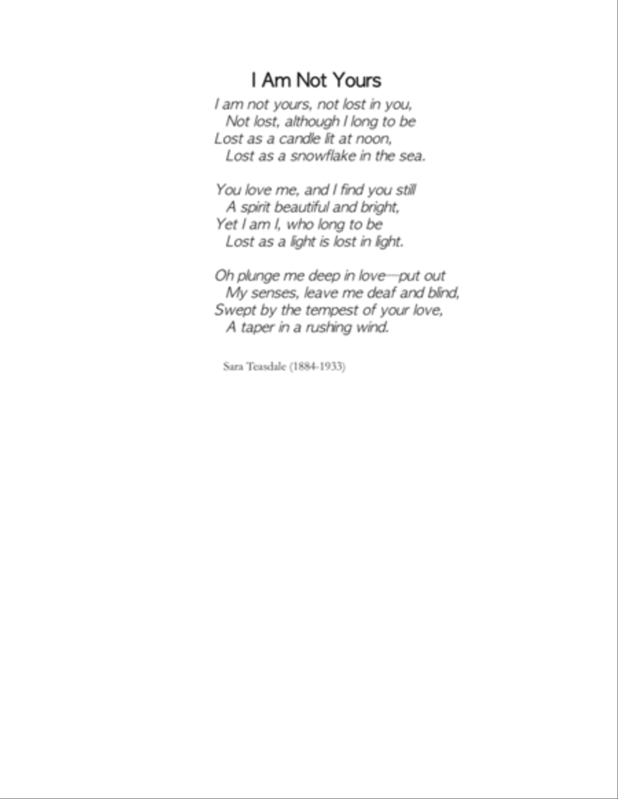 I Am Not Yours (Sara Teasdale) 4-Part scores gallery preview page 2