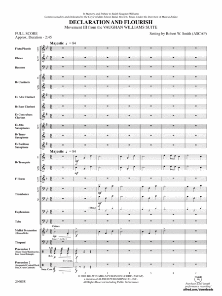 Declaration and Flourish (Movement III from the Vaughan Williams Suite): Score