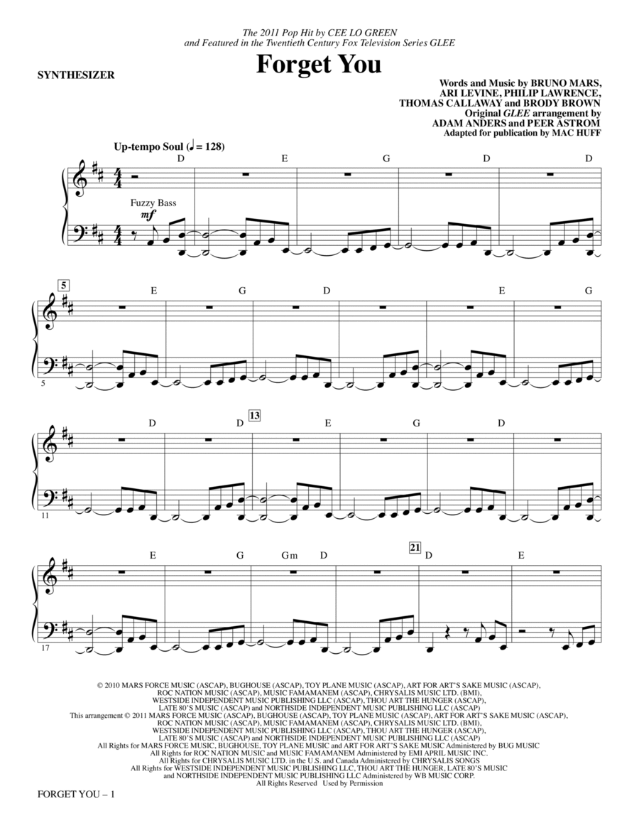 Forget You - Synthesizer Choir scores gallery preview page 1
