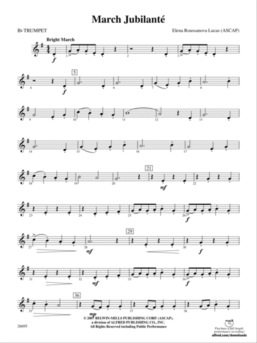 March Jubilante: 1st B-flat Trumpet Concert Band scores gallery preview page 1