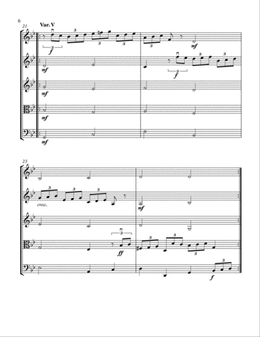 Passacaglia in g minor for String Quintet (3 Violins, Viola, and Cello) String Quintet scores gallery preview page 6