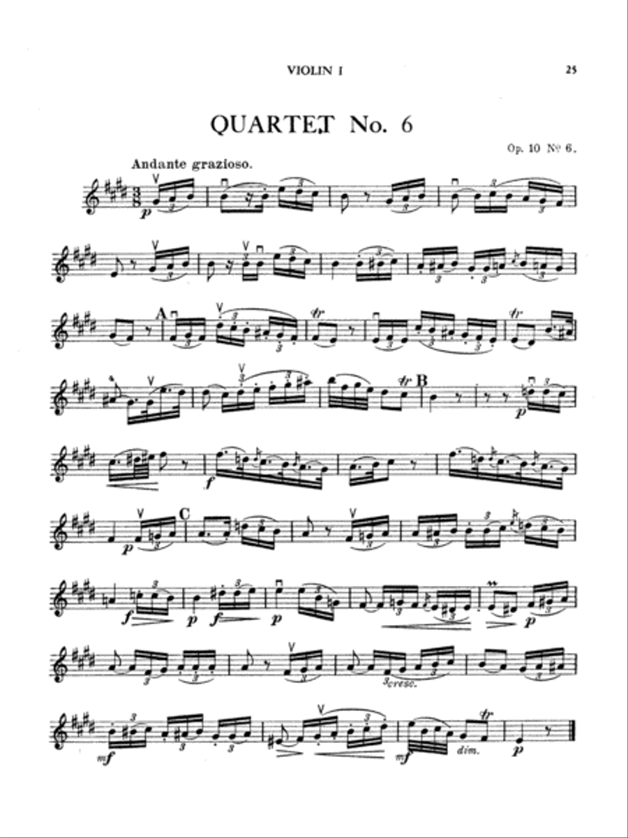 Boccherini: Nine Selected String Quartets String Quartet scores gallery preview page 1