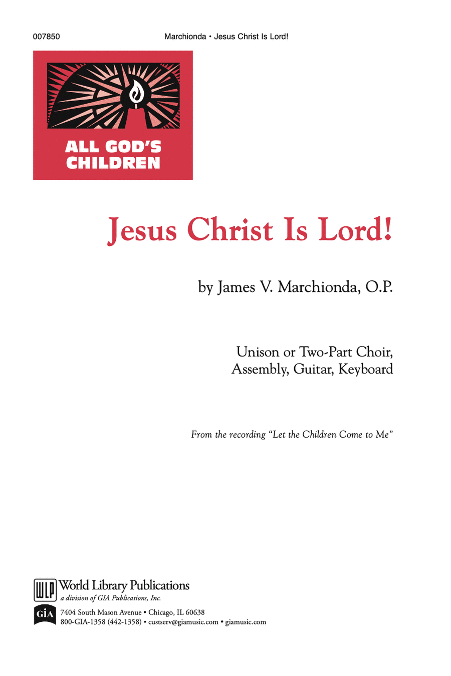 Jesus Christ is Lord! Jesus Christ is Lord! Unison Choir scores gallery preview page 1