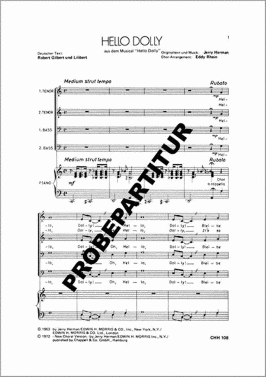 Hello Dolly Men's Choir scores gallery preview page 1