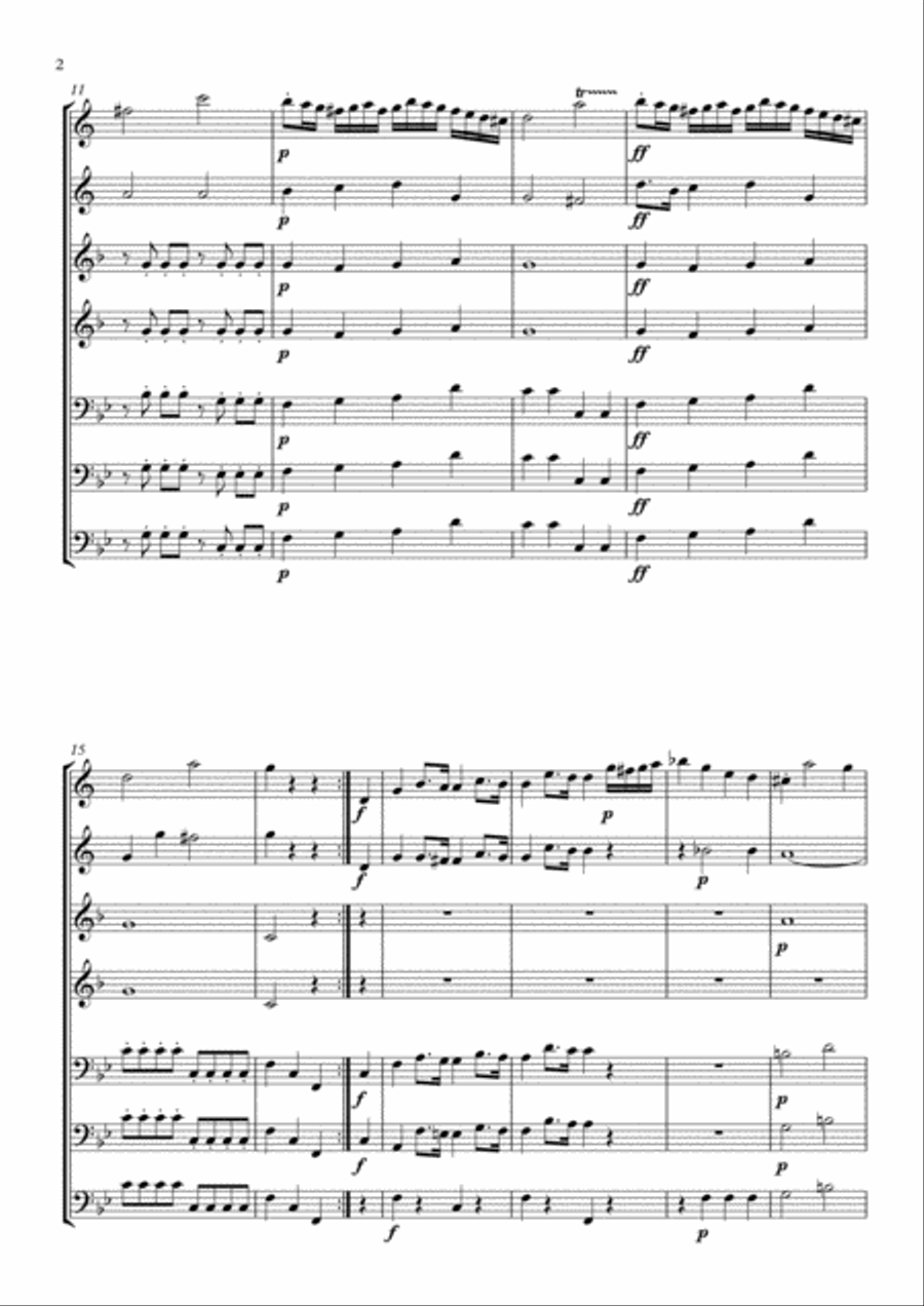 Salieri: Serenade No. 1 for Winds (2 Cl. 2 Hrn. 2 Bsn. C.bass) Small Ensemble scores gallery preview page 2
