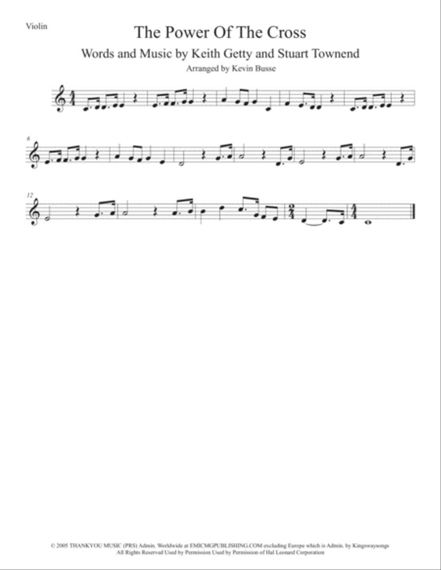 The Power Of The Cross (Oh To See The Dawn) Violin Solo scores gallery preview page 1