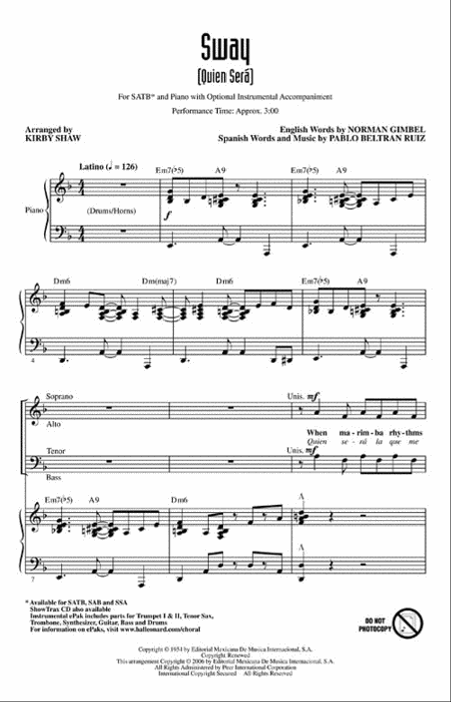 Sway (Quien Será) 4-Part scores gallery preview page 2