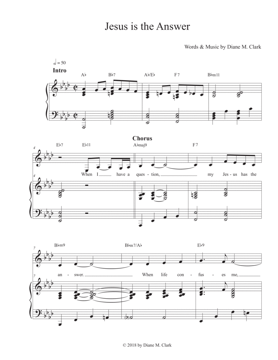 Jesus is the Answer (Ab Major) Voice scores gallery preview page 1